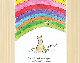 10 card pack, Cat Sympathy, Bereavement card, Pet sympathy card, cat card, Pet Card eco greeting card, Rainbow bridge sympathy card kitty