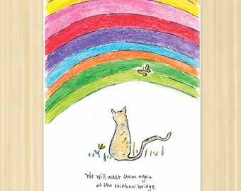 Sympathy Card, Bereavement card, Pet sympathy card, cat card, Pet Card eco greeting card, Rainbow bridge sympathy card kitty