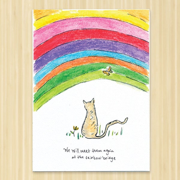 Sympathy Card, Bereavement card, Pet sympathy card, cat card, Pet Card eco greeting card, Rainbow bridge sympathy card kitty