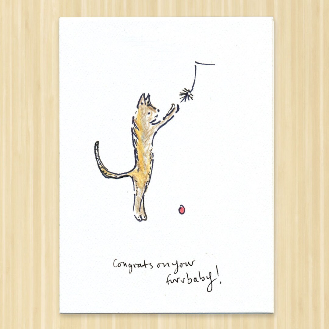 New Kitten Card. New Cat Card. Congratulations Card. New Pet Card. Cat