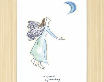 Sympathy Card. Angel Card. Angel Sympathy Card. Bereavement Card. Angel Greeting Card. Condolence Card. Handmade Angel Card. Blank Card.