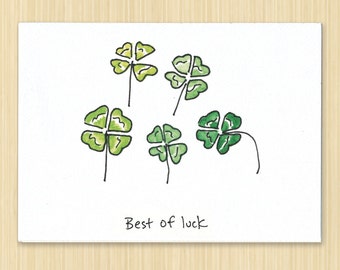 Four Leaf Clover. Good Luck Card. Greeting Card. Best Of Luck. Lucky Clover. St. Patrick’s Card. Encouragement Card. Shamrock Card