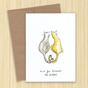 Kitten love card, cat love greeting card, cat lover valentine card
