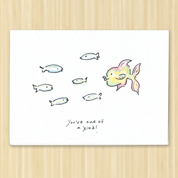 Fish Valentine. Fish Greeting Card. Ocean Card. Valentines Card