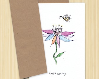 Bee Birthday Card, Happy Beeday, Happy birthday card