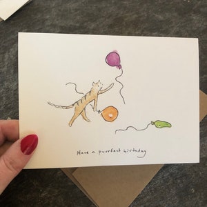 Cat Birthday Card. Birthday Card. Cat Card. Funny Birthday Card. Funny Cat Card. Cat Lover Card. Happy Birthday Cat. Hand Drawn. Blank Card.
