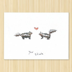 Skunk Card. Valentine&#39;s Day Card. Skunk Valentine. Funny Skunk Card. Valentines Card. Valentine Skunk. Love Card. Blank Card. Hand Drawn.