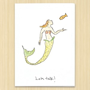 Mermaid Card. Let&#39;s Talk. Friendship Card. Long Distance Card. Mermaid Greeting. Mermaid Hello. Ocean Greeting Card. Hello Greeting Card
