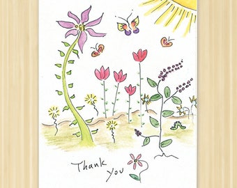 Thank You Card. Box Set. Flower Thank You. Thank You Note. Flower Card. Greeting Card. Flower Note Card. Appreciation Card. Floral Thank You