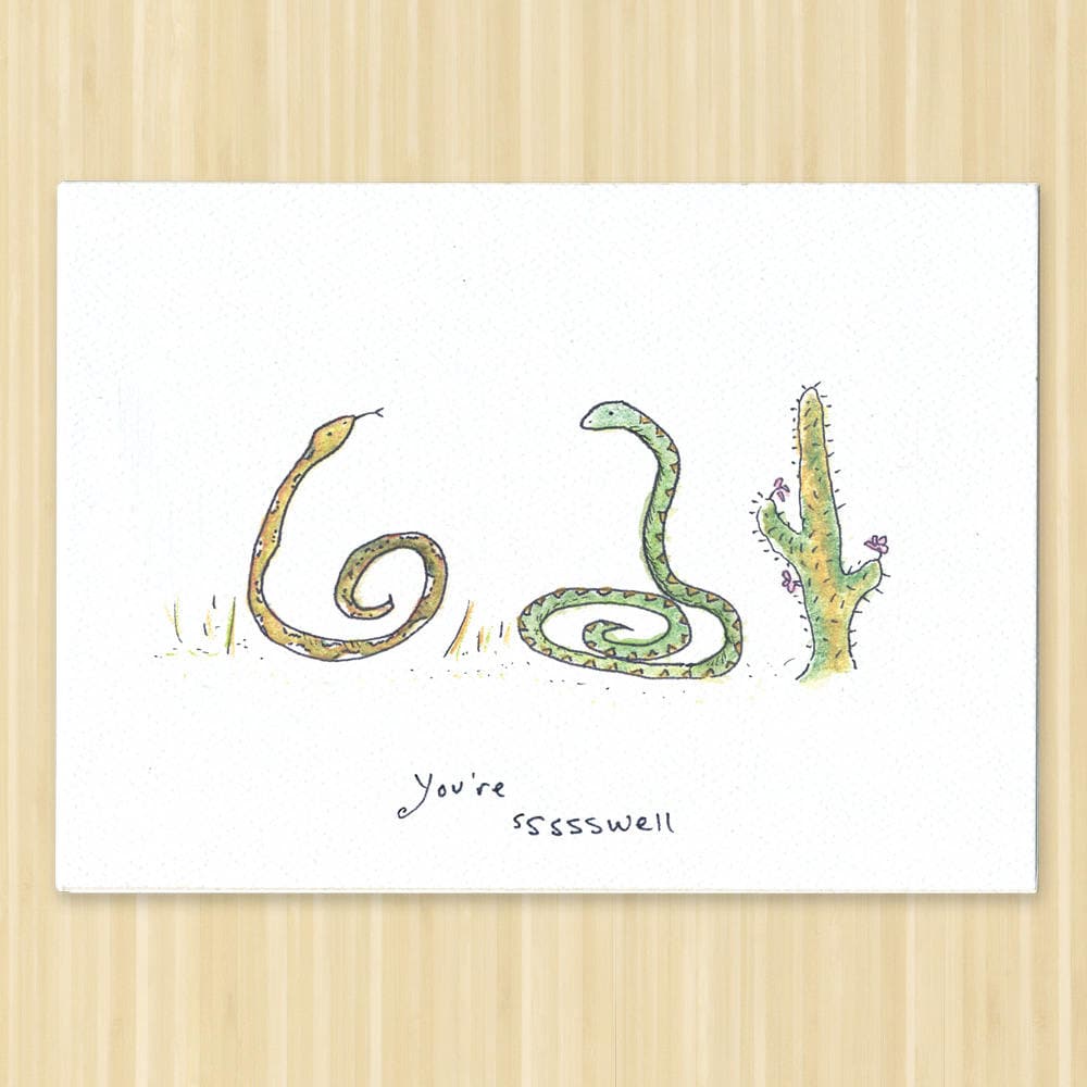 Snake Card. Valentine Card. Valentine Snake. Love Card. Snake Lover Card. Snake  Valentine. Snake Love. Blank Card. Hand Drawn Card.