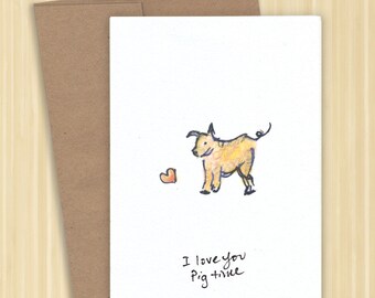 Love card, pig love card, farmer love card, animal love card