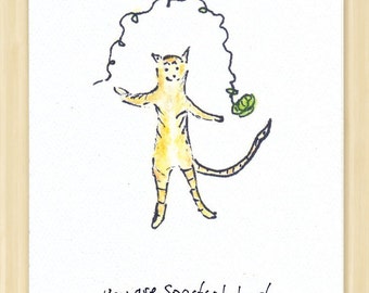 Cat greeting card, cat lover card, cat encouragement card