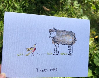 Thank Ewe, Thank you card, sheep card, Sheep farmer card
