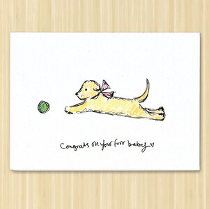 New Puppy with green ball fur baby card
