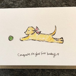 New Dog Card. New Puppy Card. New Pet Card. Congratulations Card. New Fur Baby. Dog Lover Card. Pet Adoption Card. Hand Drawn. Blank Card.
