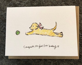 New Dog Card. New Puppy Card. New Pet Card. Congratulations Card. New Fur Baby. Dog Lover Card. Pet Adoption Card. Hand Drawn. Blank Card.