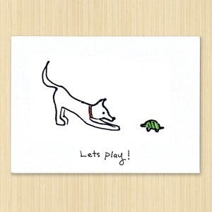 Dog Card. Cute Dog Card. Dog Greeting Card. Let’s Play. Blank Dog Card. Dog Art. Hand Drawn Card. Playful Dog Card. Dog Lover. Cute Card