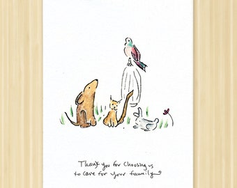 Pack of Ten, Pet Thank you card, Veterinary thank you card, Thank you for choosing us, pet sitting card design