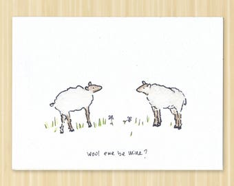 Sheep Card. Valentine Card. Sheep Valentine Card. Valentine's Day Card. Love Ewe Card. Funny Sheep Card. Sheep Valentines. Cute Valentine.