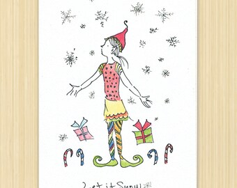 10 Card Pack. Elf Cards. Elf Christmas Cards. Variety Pack. Christmas Cards. Let It Snow. Elf Holiday Cards. Holiday Card Pack.Christmas Elf