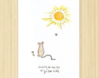 Rat sympathy card, rodent sympathy cards, pet condolence, bereavement note