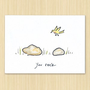 Encouragement Card. You Rock. Greeting Card, Friendship Card. You Rock Card. Celebration Card. Inspirational Card. Hand Drawn. Blank Card.