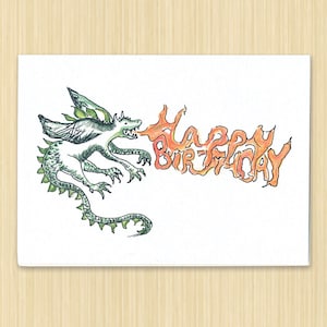 Dragon Birthday Card. Birthday Card. Dragon Card. Happy Birthday. Dragon Birthday. Fantasy Birthday. Cute Dragon Card. Hand Drawn.Blank Card