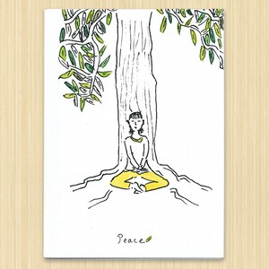 Tree Greeting Card. Peace Card. Spiritual Card. Greeting Card. Tree Lover. Buddha Card. Zen Art Card. Meditation Card. Buddhist Card Art.