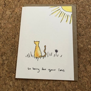 Sympathy Card, Bereavement card, Pet sympathy card, cat card, Pet Card eco greeting card, 100% recycled paper So Sorry For Your Loss image 3