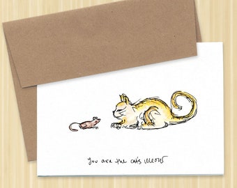 Cat card, cat lover card, encouraging cat card, greeting card, pet card, friendship card, odd couple