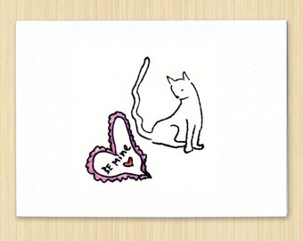 Cat Valentine Card. Be Mine. Cat Card. Cat Valentines. Love Card. Valentine’s Day Card. Cat Lover Card. Blank Card. Hand Drawn Card.