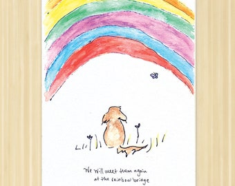 Rainbow Bridge Pet Sympathy Card, Dog Condolence, Bereavement Card