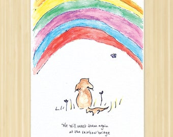 Sympathy card Pet sympathy card, Rainbow Bridge Dog condolence card pup bereavement card