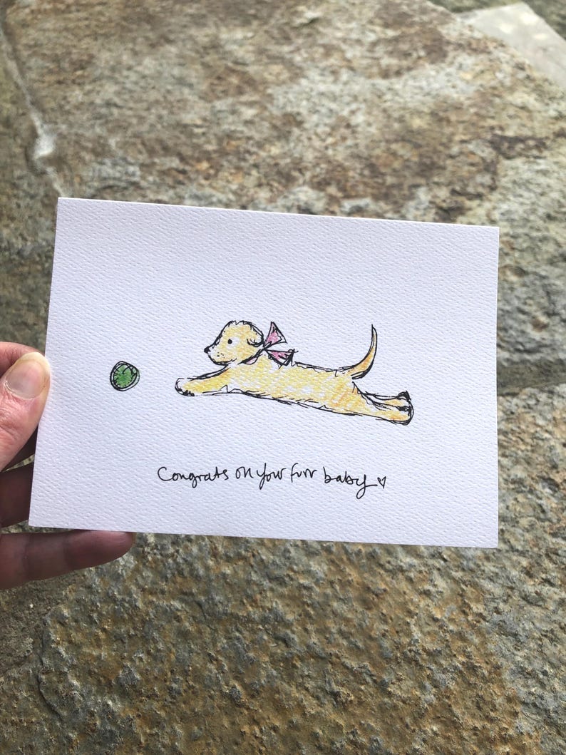New Dog Card. New Puppy Card. New Pet Card. Congratulations Card. New Fur Baby. Dog Lover Card. Pet Adoption Card. Hand Drawn. Blank Card. image 5