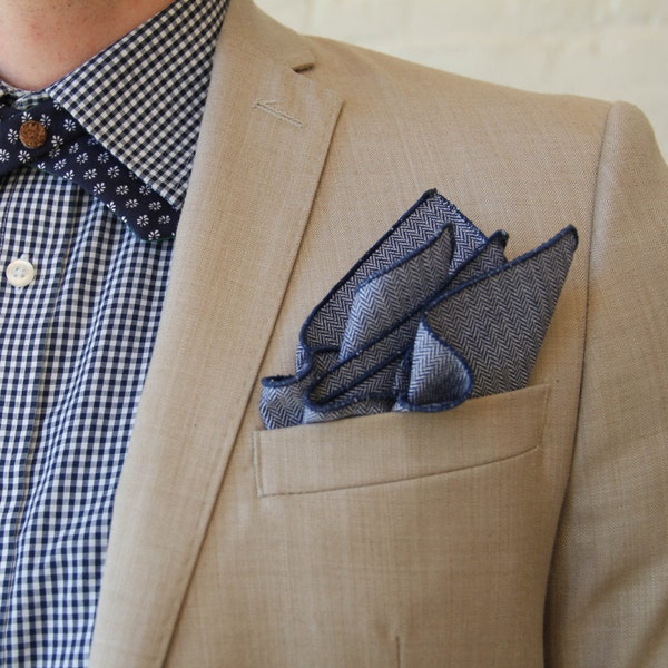 Navy Pocket Square Etsy