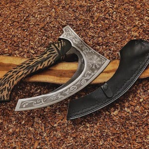 Original Custom Handmade forged Pizza Axe, Viking bearded Camping Axe, Viking Pizza Cutter Axe, Best Christmas& Anniversary Gift For Him/Her