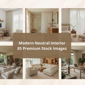 85 Imagens de Interiores Neutros, Pacote de Fotos de Interiores Orgânicos Modernos, Fotos de Estética de Estilo de Vida, Imóveis, Minimalismo Moderno