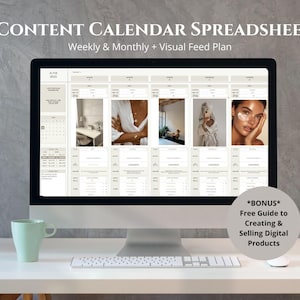 Social Media Content Calendar Google Sheets, Digital Content Planner Spreadsheet, Social Media Planner Template, Monthly Content Calendar