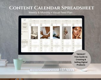 Social Media Content Calendar Google Sheets, Digital Content Planner Spreadsheet, Social Media Planner Template, Monthly Content Calendar