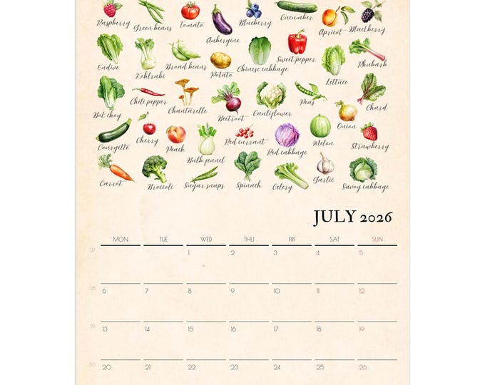 Fruit & Vegetable Seasonal Calendar 2026 UK/EU | Locally Grown | Produce Calendar