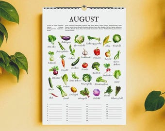 Saison calendar Obst & Gemüse | 2-in-1 Geburtstagskalender und Garten Planer | Auf Deutsch | Everlasting