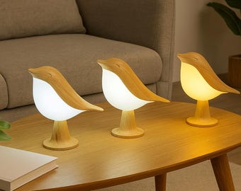 レトロなキノコ型LEDランプ - タッチ＆充電式ベッドサイドランプ