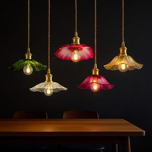 Vintage Floral Glass Pendant Light - Cottagecore Bedroom Lighting