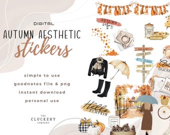 Digitale herfststickers voor iPad, gezellige herfst GoodNotes plannerstickers