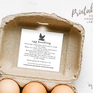 Farm Fresh Egg Handling Label: Printable Egg Care Instructions (PNG & Canva Template)