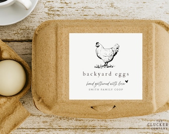 Eierkarton-Etiketten, Eierhandhabungsaufkleber, frisches Huhn vom Bauernhof zum Ausdrucken, Hinterhofei-Design