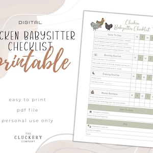 Huhn Babysitter Checkliste Printable | Hühnerhaltung | Haushaltstabelle | To Do Liste | Aufgabenliste | Belohnungstabelle | Hühnerstall Hausarbeiten | PDF-Datei
