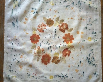 Solar Power, bundle dye and flower pounded Altar Cloth and/or table Runner