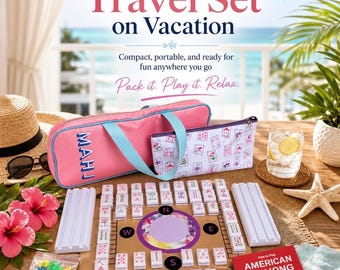 Mahjong Travel Set complete with tiles, mat, dice, pushers, bag and mat