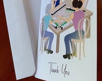 Mahjong thank you Note Cards,  12 cards in the box with envelopes